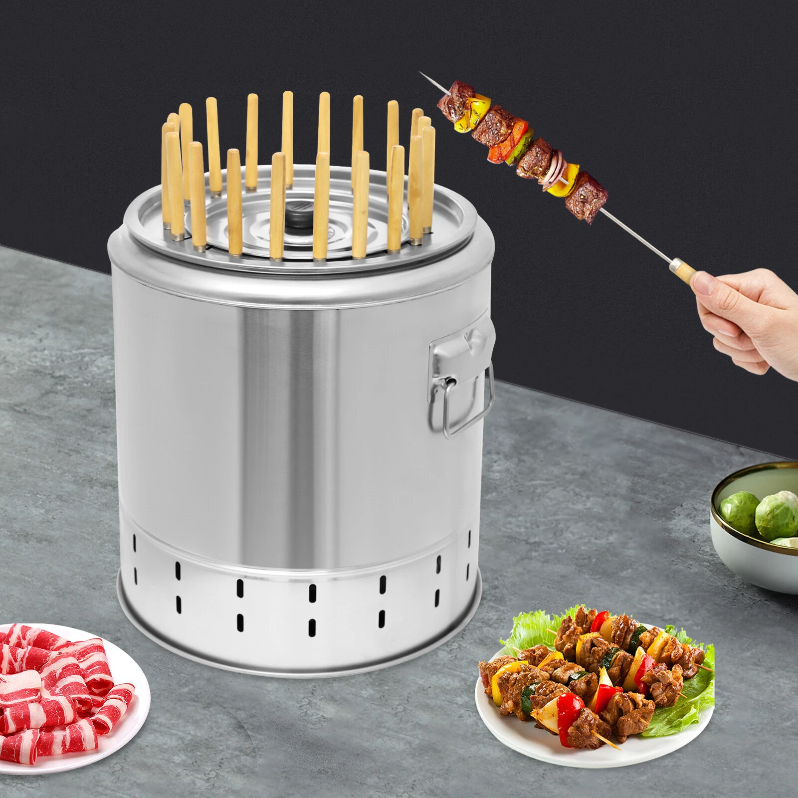 Portable Smokeless Stainless Steel BBQ Grill 2-in-1 for Camping Picnic Barrel
Opens in a new window