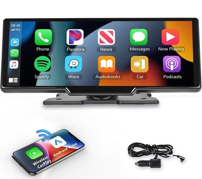10.26'' Touchscreen Wireless Apple Carplay with Voice Control AUX/FM Transmitter