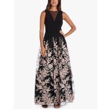 Morgan & Co Women's Juniors Size 3 Evening Dress Black Pink Embroidered Floral