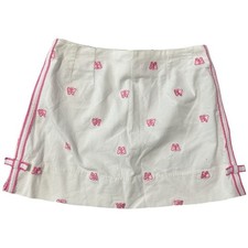 Lilly Pulitzer Vintage Label 4 White Pique Pink Butterfly Embroidered Skirt