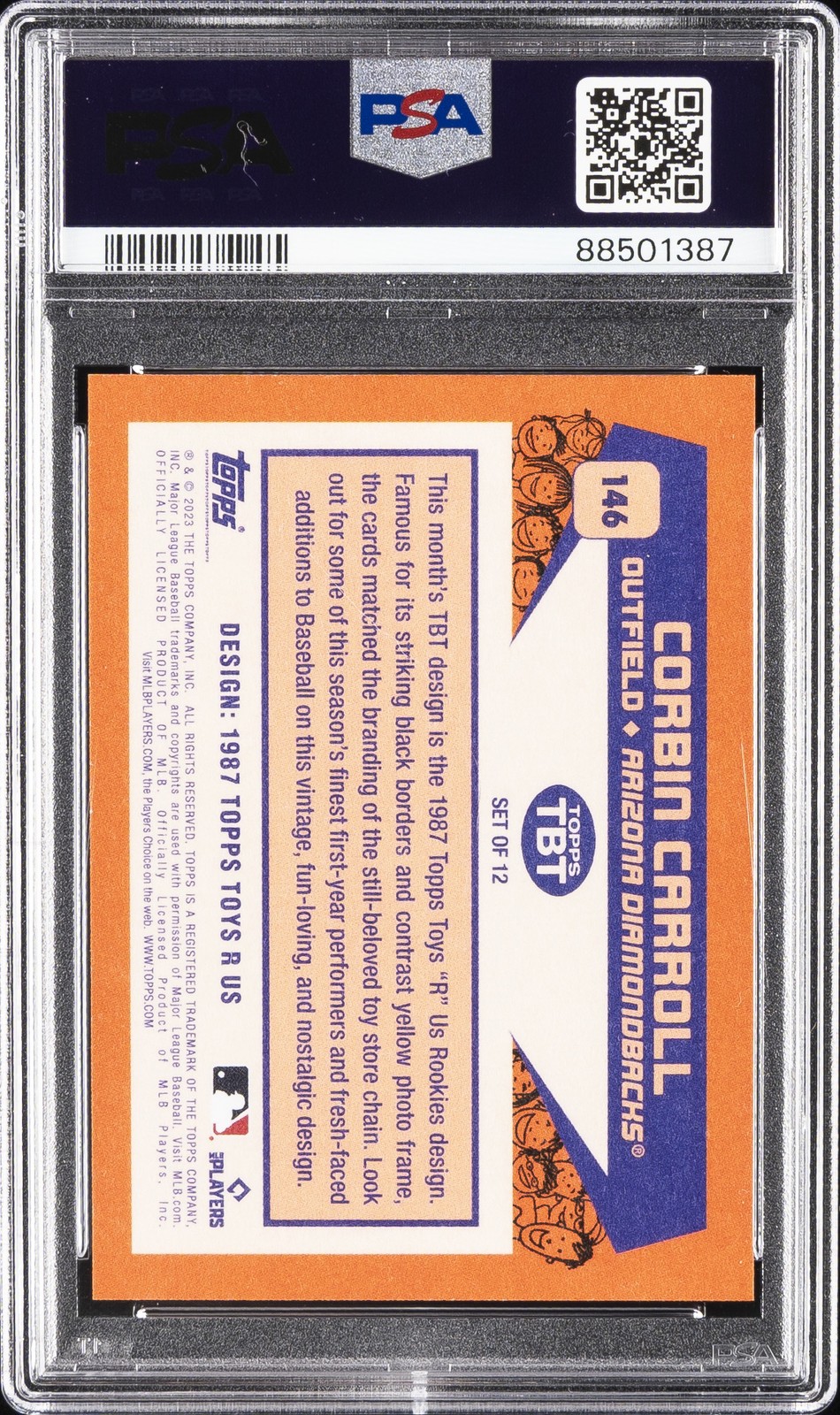 2023 TOPPS THROWBACK THURSDAY #146 CORBIN CARROLL PSA 10 view 2