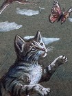 ACEO ORIGINAL Tabby Cat “Butterfly Seeker” Artist Jacob Landis 2026 Acrylic — photo 4