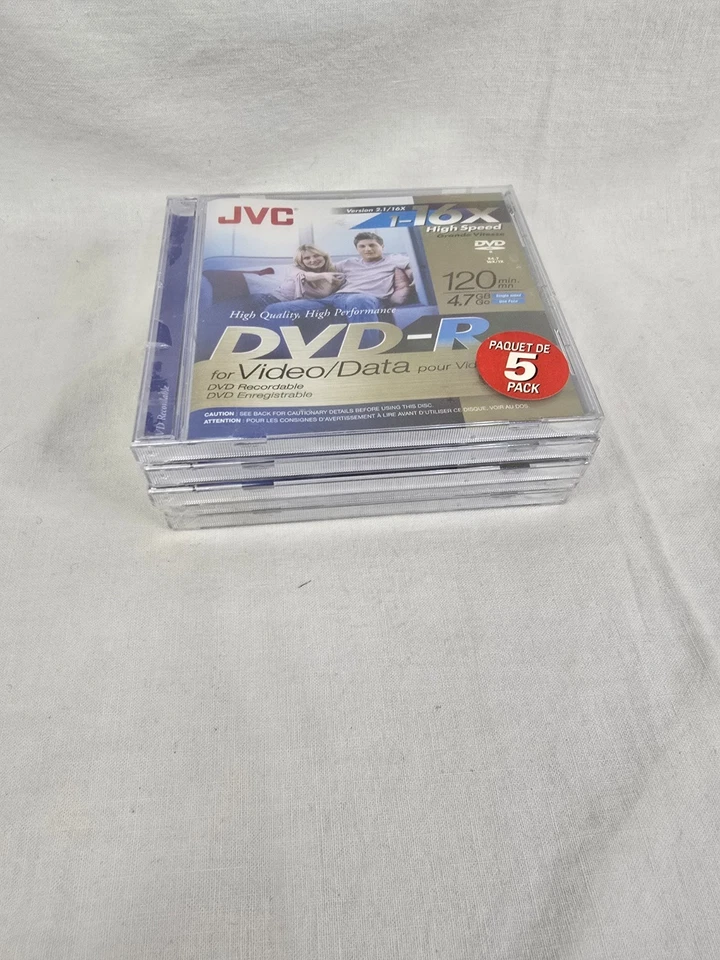 JVC 5-Pack 16x high speed DVD-R recordable DVD's 120 min, 4.7 GB factory sealed - Image 2 of 4