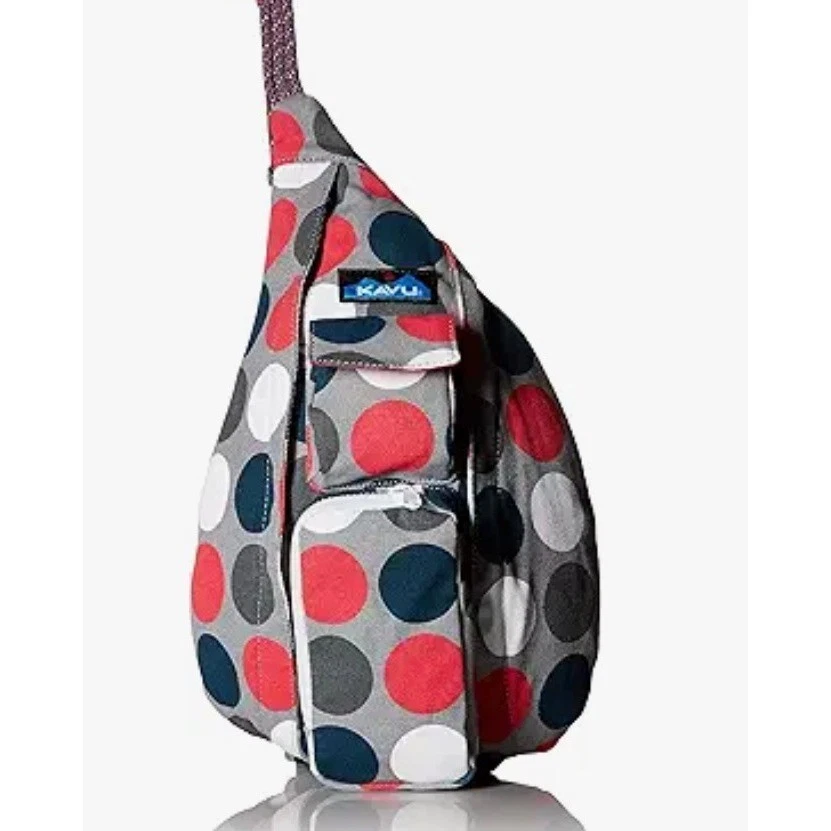 NWT KAVU 9150-716 Mini Rope Bag Got Dots Multi Color Dot Canvas Sling Backpack KAVU Mini Rope Bag Cotton Crossbody Sling ​ - Got Dots  main image 2