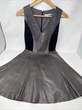 Alice + Olivia A Line Leather Dress Gray & Black Size 0