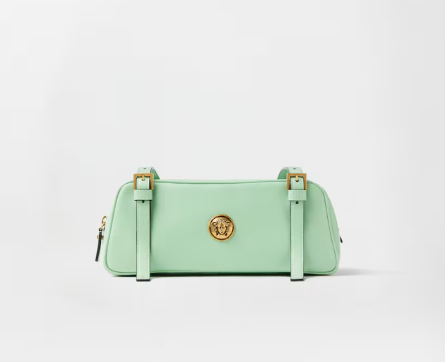 Versace Emblème Nappa Women's Bowling Bag Green Brand NEW