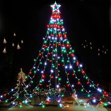 344 LED Outdoor Christmas Star Lights - 9 Strands, 11.9ft Waterfall, 8 Modes, Wa