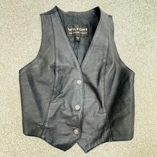 Wilsons Black Leather Vest Womens Small Snap Close Biker Motorcycle