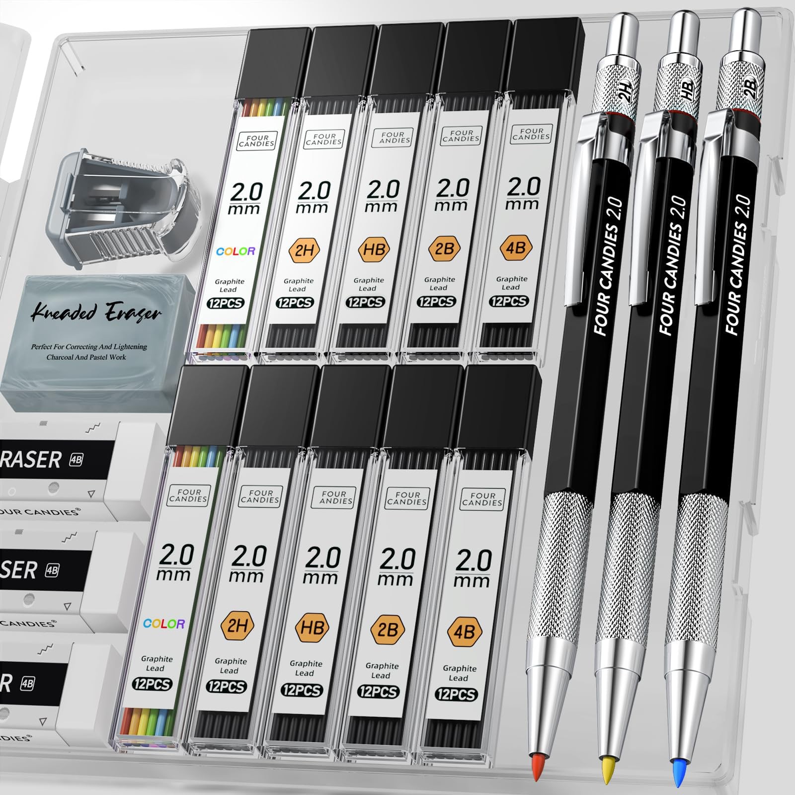 S With Case Artist Led Pencil Metal Lead Holder With 1