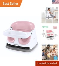 Baby Base 2-in-1 Booster Feeding and Floor Seat with Self-Storing Tray - Peony