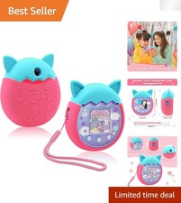 Durable Turquoise  Pink Silicone Cover for Tamagotchi Pix - Includes Lanyard