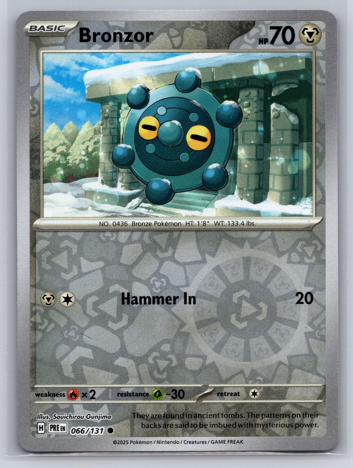 Bronzor Pokemon SV: Prismatic Evolutions #066/131 Common, Reverse Holo
