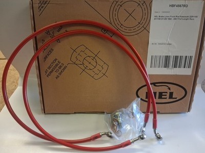 Kawasaki ZZR1100 1992-2001 D1-D9 HEL Stainless Braided Brake Hoses Front Red