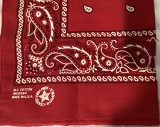 Vtg RN 13960 Red Bandana 20 X 20 Made In USA Selvedge Edge
