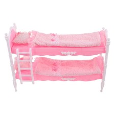 1 Juego Cama Muñeca Pequeña Rosa Diseño Litera para Decoración Dormitorio Casa de Muñecas