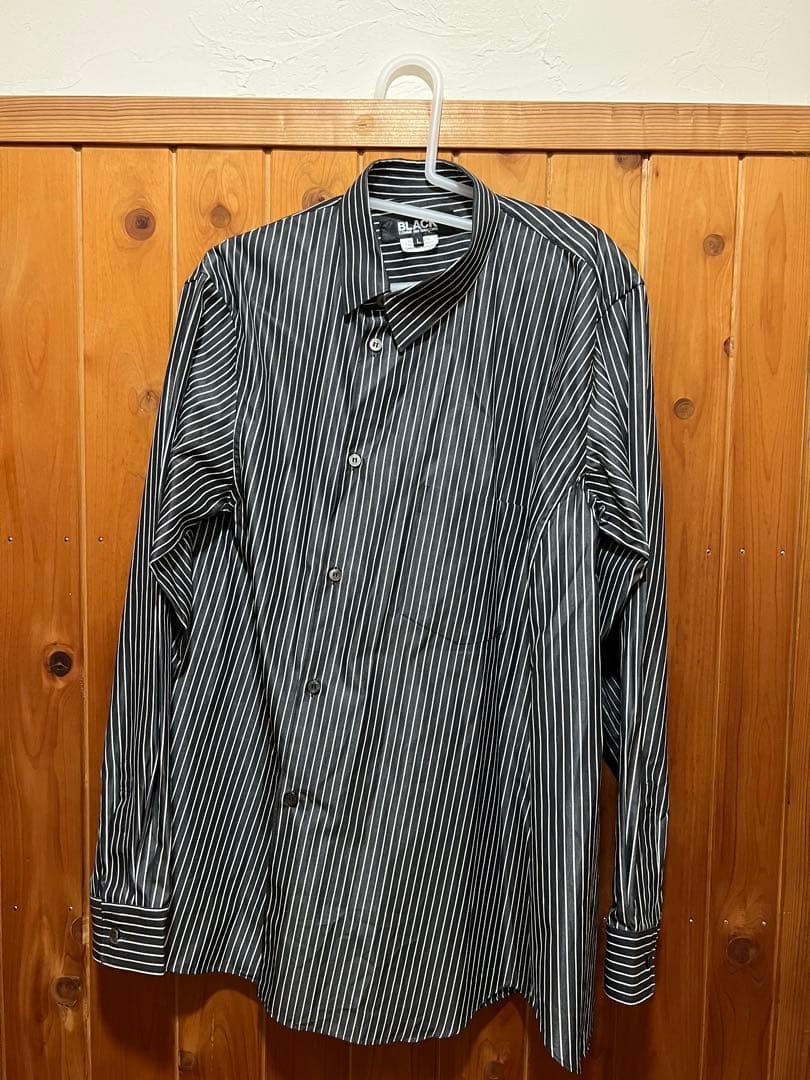 USED COMME DES GARCONS STRIPED TWISTED SHIRT, BLACK, SIZE VERYGOOD image 2