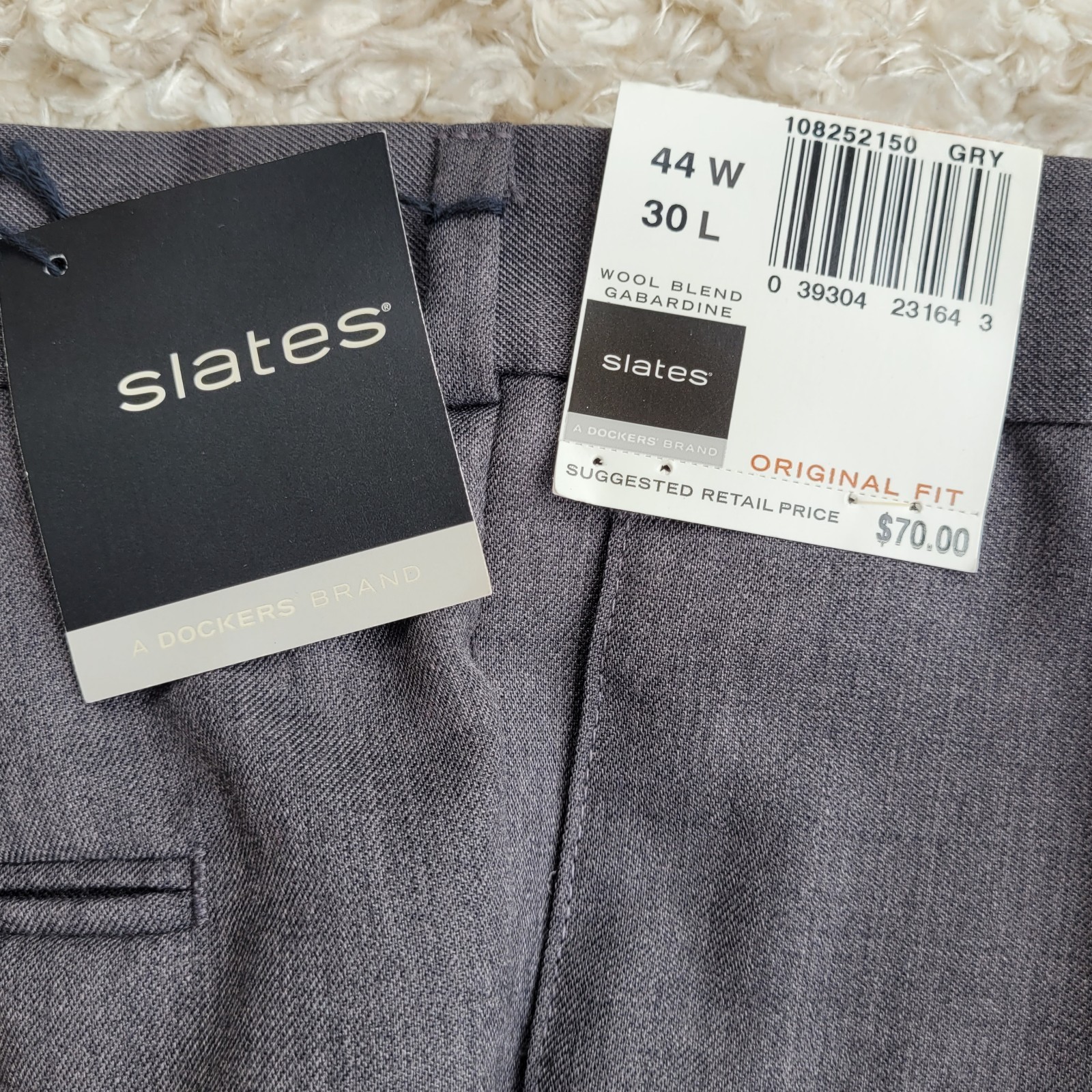 NWT Slates By Dockers Gray Pleated Front Cuffed Dress Pants Original Fit 44x30