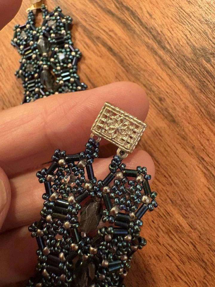 Pulsera Revival Speakeasy Años 30 Azul Negro Semilla Cuentas Tonos Joya Foto 4 de 4