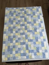 Pottery Barn Kids Patchwork Star Crib Quilt Blue Yellow Green Reversible