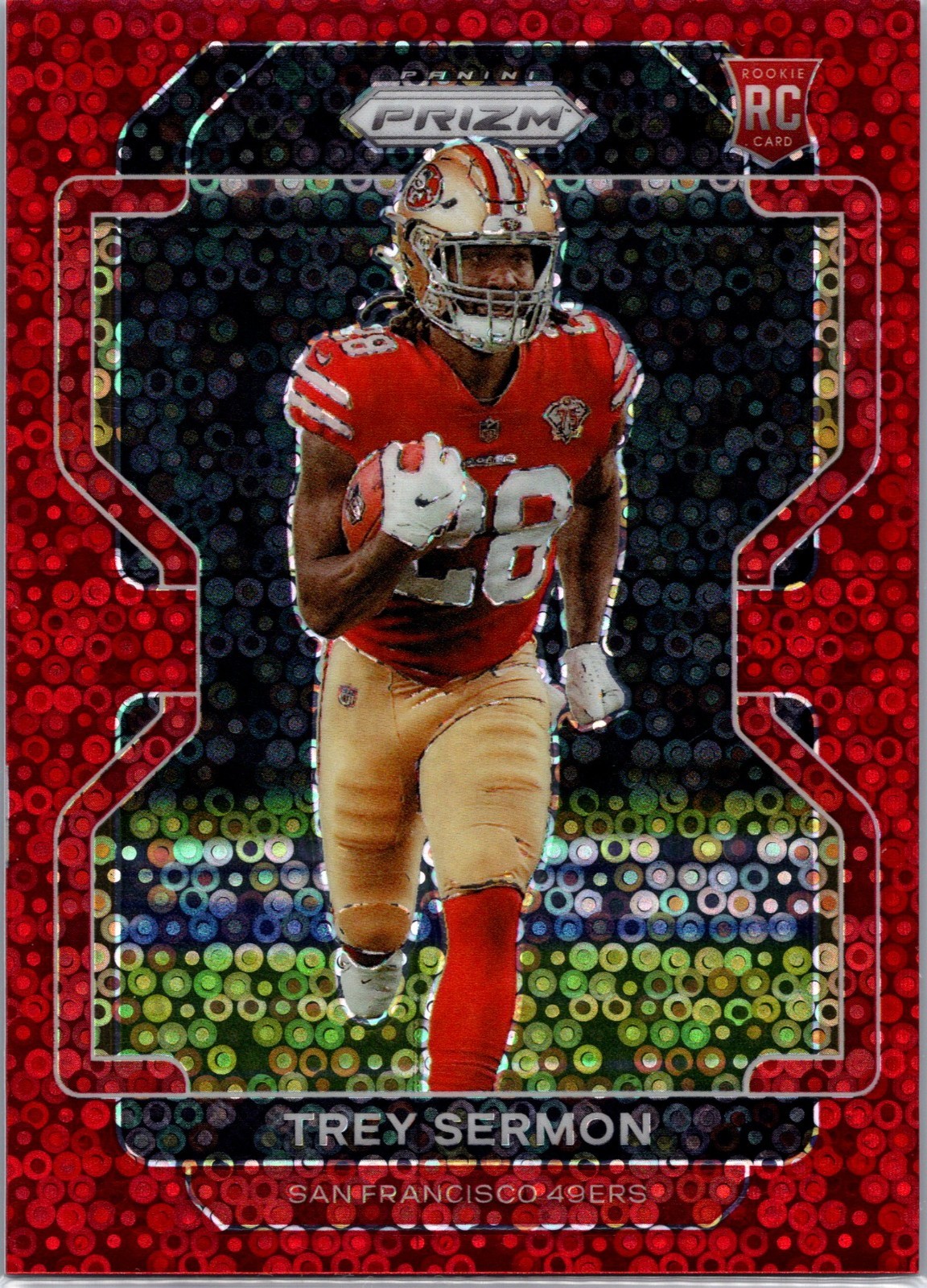2021 Panini Prizm Trey Sermon #354 No Huddle Red Disco /50