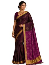 Pure Silk Kanjivaram Saree Silk Mark Certified Coffee Brown Gold Zari Butta