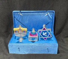 Kurt Adler Noble Gems Hanukkah Boxed Ornaments Set 3 Menorah Dreidel Star David