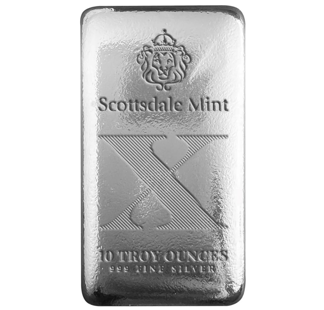 10 oz Silver Bar - Scottsdale Mint Imperium - X .999 Silver Bullion Bar #A717