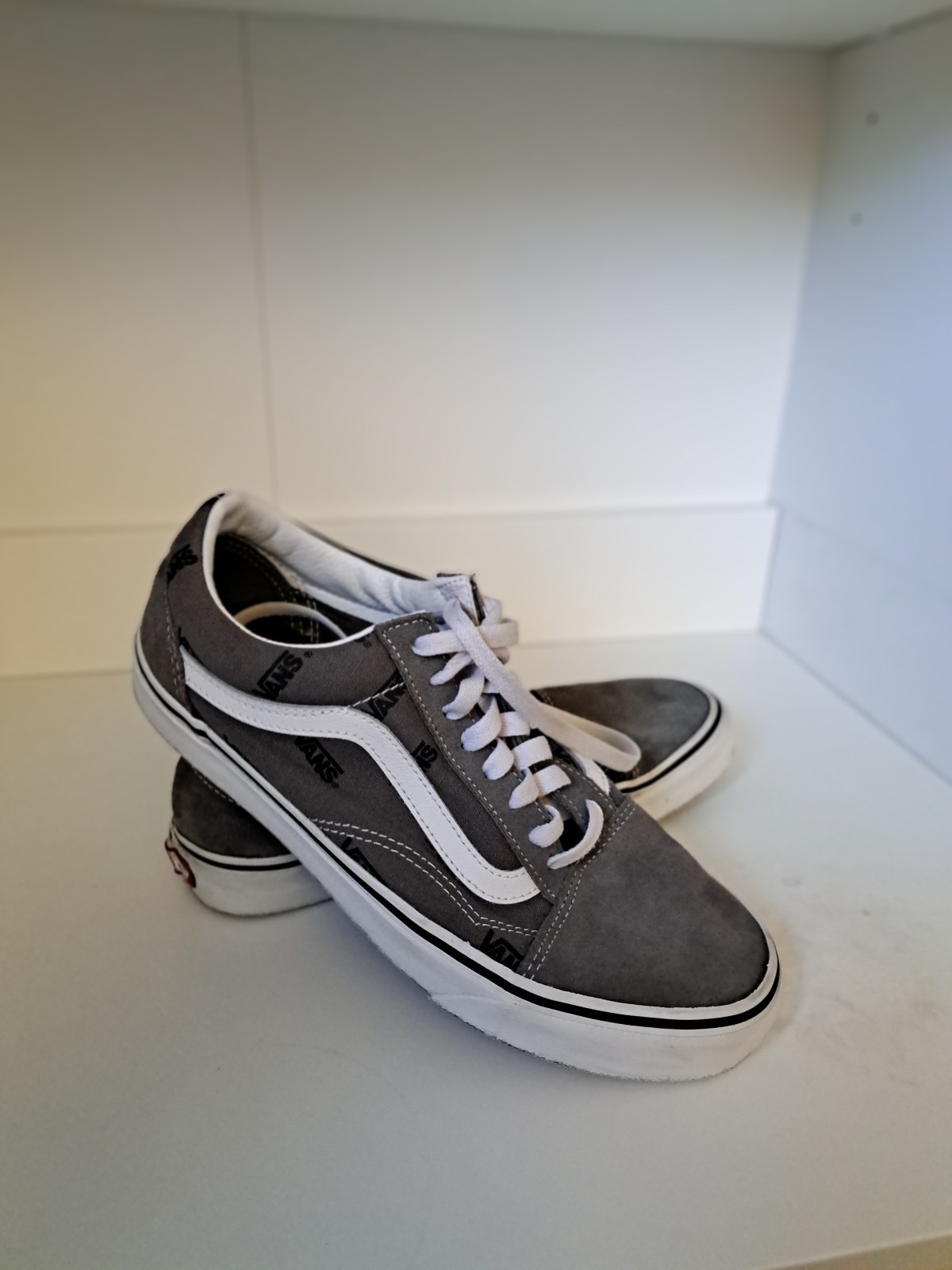 Vans Old Skool skate shoes in pewter gray canvas with a white sidestripe