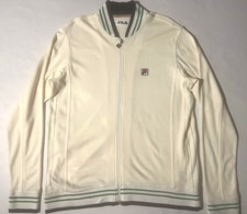 Vintage FILA Mens Creme Tennis Zip Warm Up Track Sport Jacket sz XL