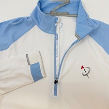 Zero Restriction Mens Medium White Blue Quarter Zip Golf Pullover Activewear M
