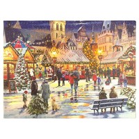 "Leinwand Mit Beleuchtung Inklusive 2 LED \"Weihnachtsmarkt\" Timer 30 X 40 Cm"