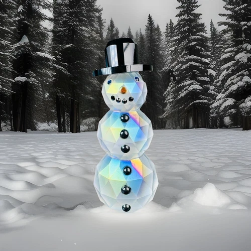 Simon Designs Opalescent Frosted Snowman Diamond Design Crystal Figurine 5”