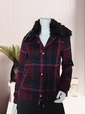 Gaudi Jeans Damen Designer Wollwalk Jacke Fake Fur Kragen Größe 38 (IT42)