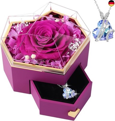Ewige Rose Geschenkbox mit Kette, Geschenke für Frauen, Geburtstagsgeschenke 