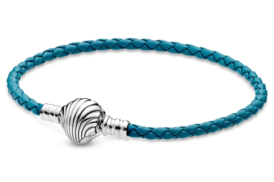 PANDORA Schmuck Damen-Armband Leder Türkis mit Muschelverschluss 598951C01