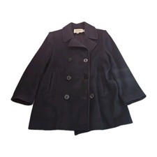 Vintage Talbots Coat USA Made 100% Wool US Navy Blue Peacoat Womens Sz 12