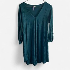 Women’s Alya green soft Long Sleeve Shift T Shirt Dress small Pullover Stretch 