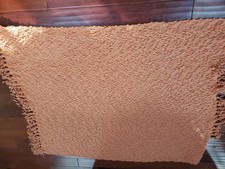 The Farmhouse Rachel Ashwell Throw Blanket  W Fringe CORAL/ ORANGE  COLOR