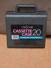 Vintage Clik Case Plastic Cassette Storage Black Carrying Case Holds 20 Tapes