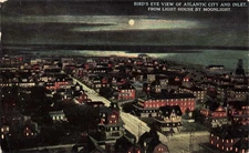 Atlantic City Nighttime Birds eye View Vintage Postcard
