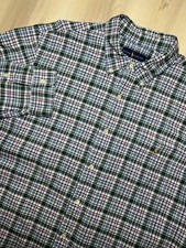 Polo Ralph Lauren Men's Green Plaid Oxford Long Sleeve Shirt Size XL Flesh Logo