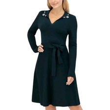 ELIZA J  Long Sleeve Collard Sweater Fit & Flare Dress Size: XS