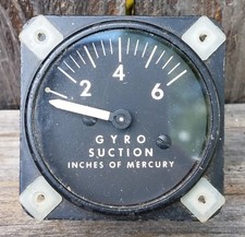 Vintage Airborne Gyro Suction Gauge, Indicator Model 1G10-1