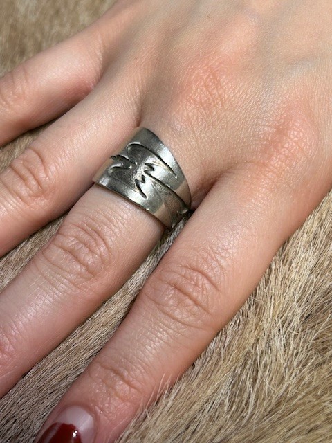 Vintage Silver Thunderbird Ring Native American S… - image 1