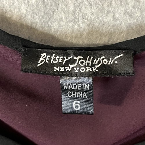 Vintage Betsey Johnson Gr. 6 (4) schwarz lila Seide Midi Fee Rosen 90er Y2K tailliert - Bild 16 von 17