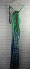 Solitaire womens maxi dress embellished green blue print free size crepe silk mi