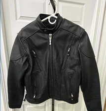 Wilson Open Road Black Leather Jacket Men's Medium Biker Motorcycle