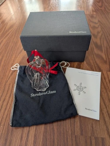 Vintage Steuben Glass Ornament Angel With Dust Bag