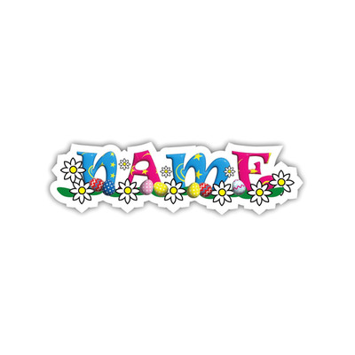 Custom Name Vinyl Sticker Easter Eggs Flowers Laptop Car Water Bottle Decal