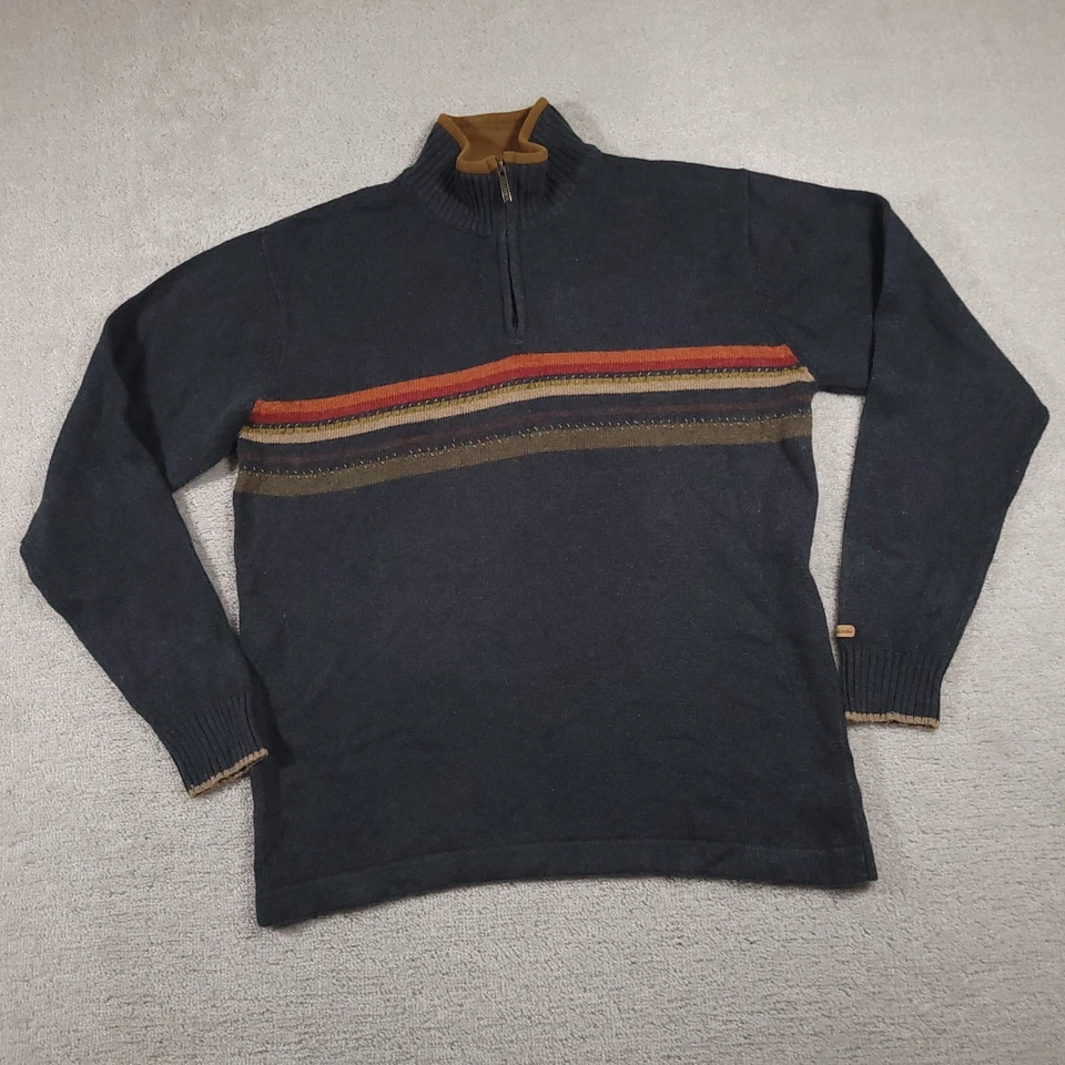 Suéter Columbia Para Hombre Grande Gris 1/4 Cremallera Pullover Mezcla Lana Tejido Foto 2 de 4